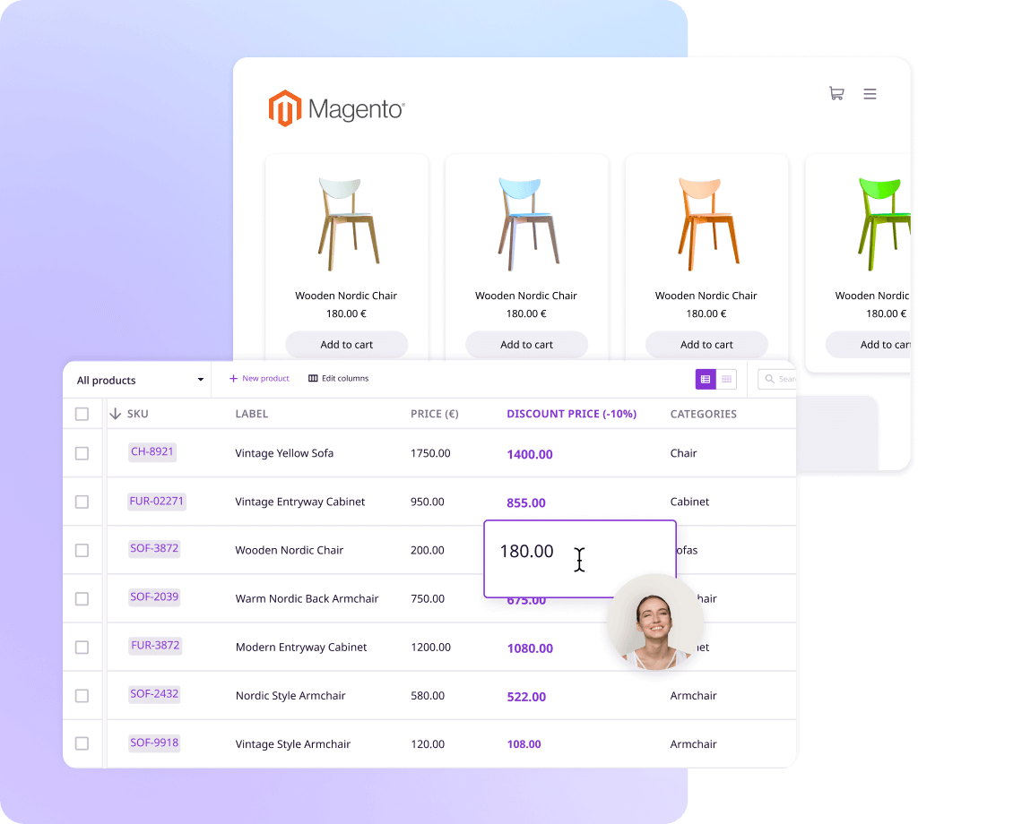 Magento product variation management in PIM