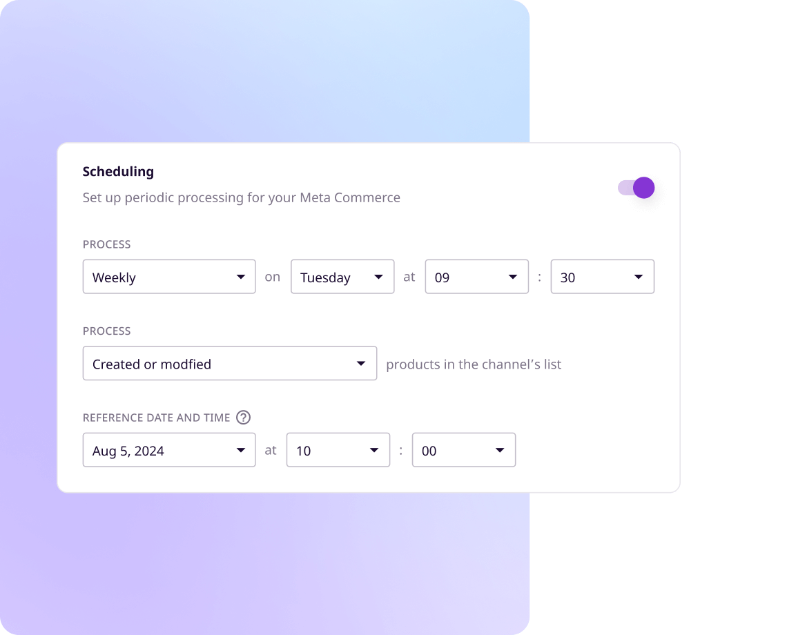 PIM product data scheduling for Meta Commerce