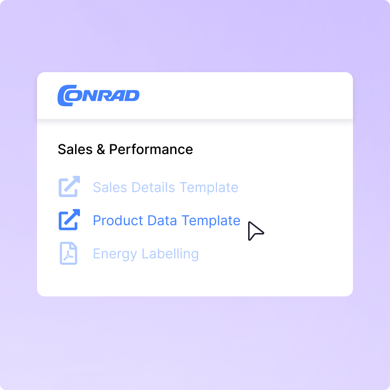 Downloading Conrad product data template