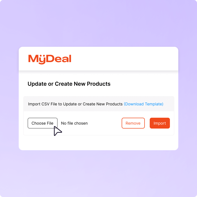 Uploading product file to MyDeal