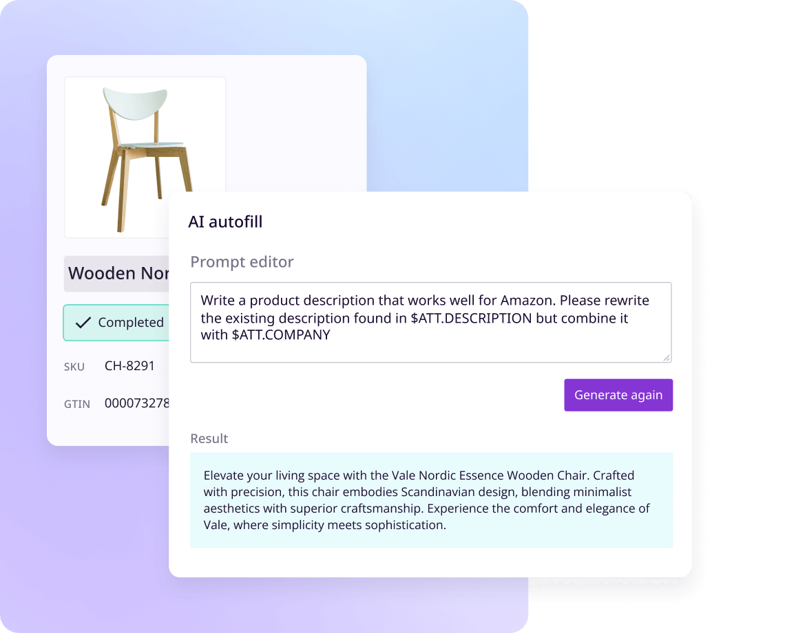 AI product description generator in PIM