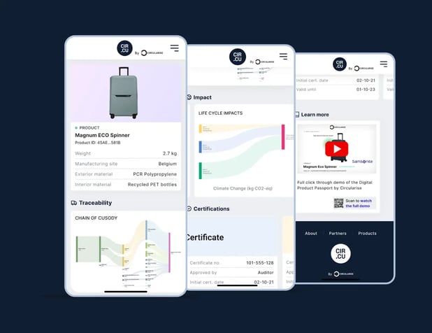 Digital product passport of a suitcase