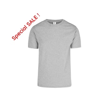 A bad example of a gray t-shirt product photo on Google Shopping with offer on photo